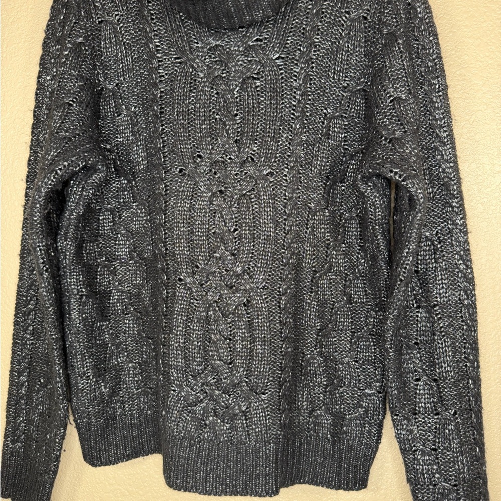 LRL Lauren Jeans Co Charcoal Cable Knit turtleneck Sweater